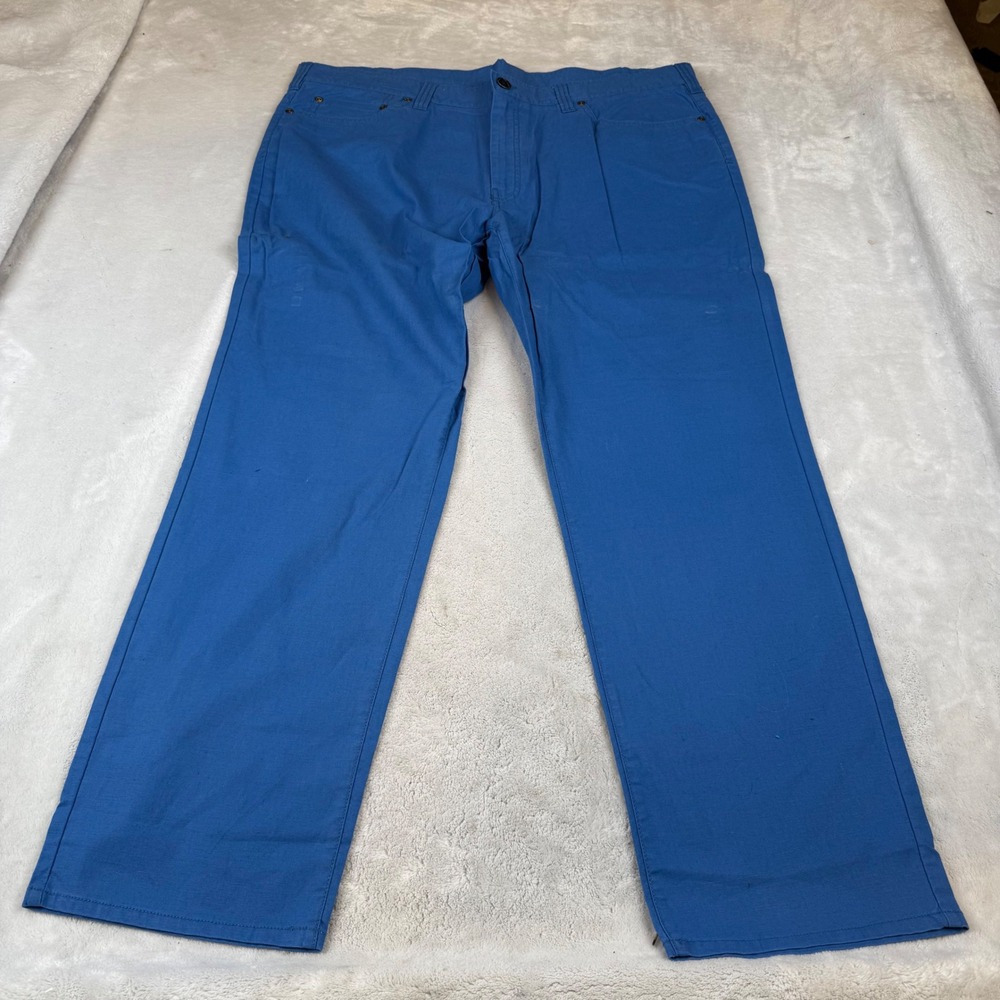 Cubavera‎ Mens Blue Linen Blend Flat Front 5 Pocket Pants 40x30 RN37763